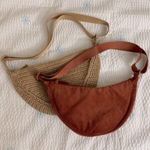 Uniqlo - Round Mini Shoulder Bag | corduroy, crochet